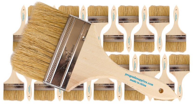 Pro-Grade Pro Grade - Chip Paint Brushes - 24 Ea 4 Inch Chip Paint Brush Light Brown - Image 1